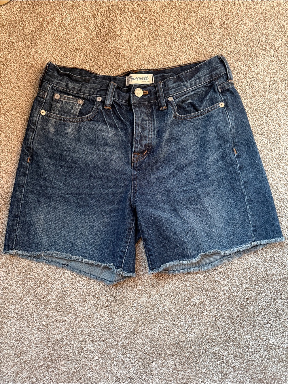 Madewell Dark Blue High-Rise Denim Cutoff Shorts